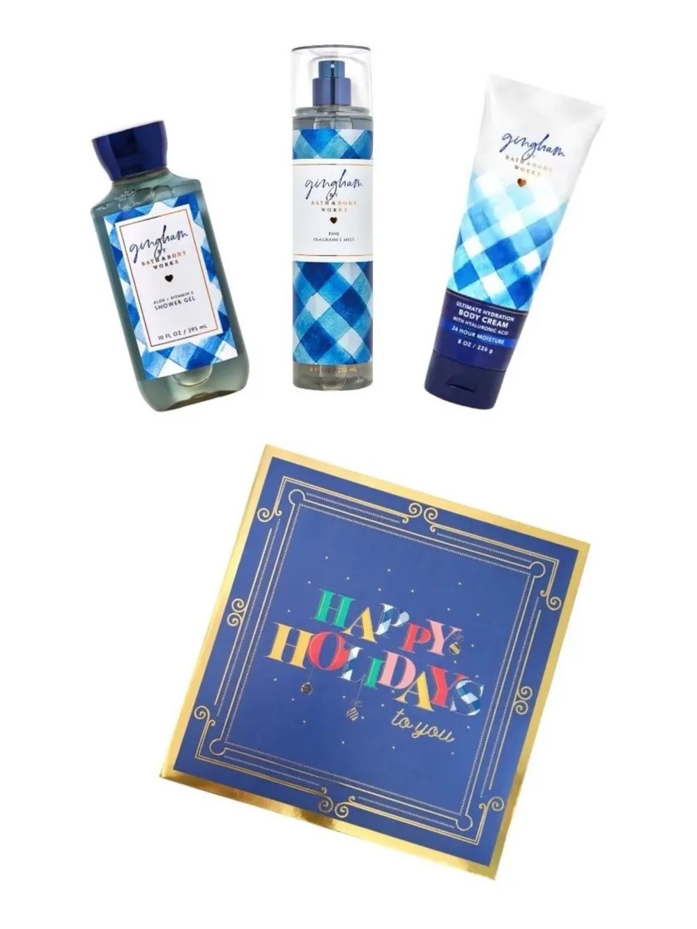 *NWT* Bath & Body Works “Happy Holidays to you” Gingham Gift Box Set